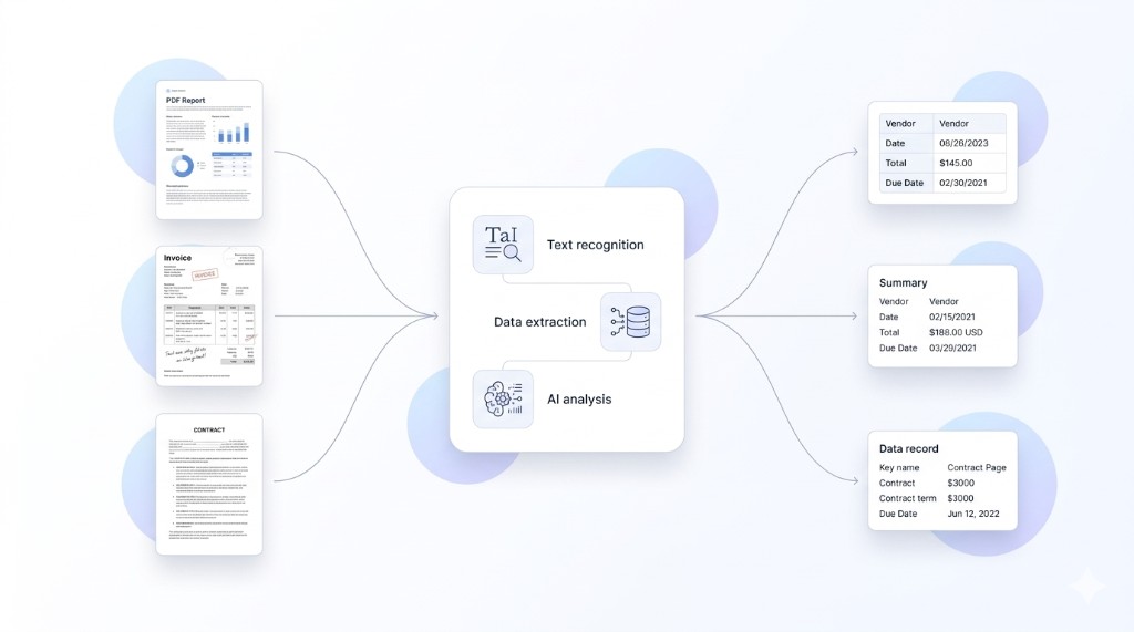 Text recognition and data extraction from documents into structured records